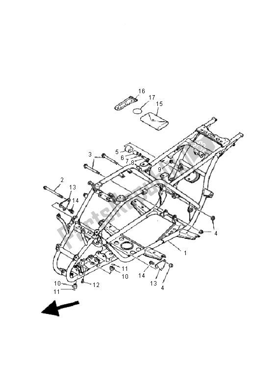 All parts for the Frame of the Yamaha YFM 125 Breeze 2001