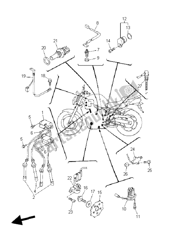 All parts for the Electrical 1 of the Yamaha FZ6 Nahg 600 2008