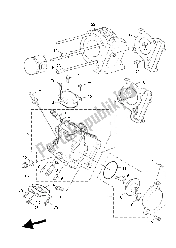 All parts for the Cylinder Head of the Yamaha NXC 125 EA Cygnus X 2010