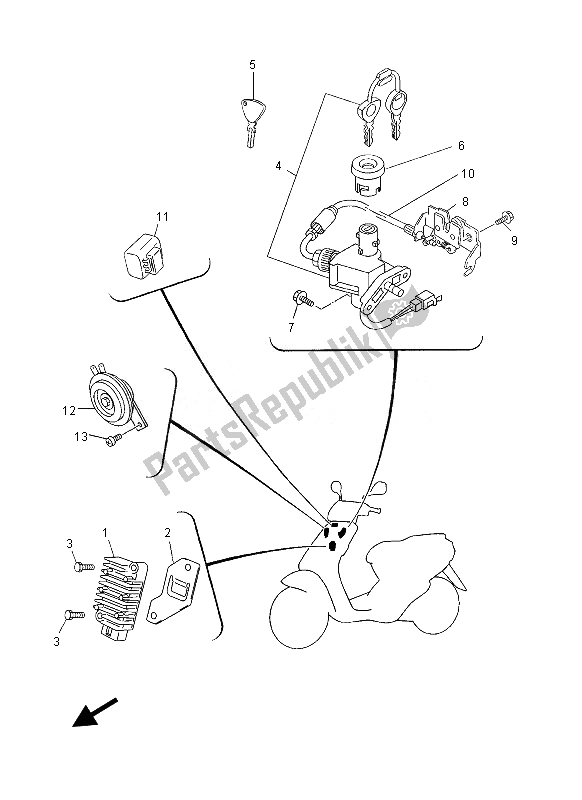 Todas las partes para Eléctrico 1 de Yamaha YN 50 FU 2013