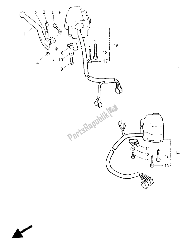 All parts for the Handle Switch & Lever of the Yamaha V MAX 12 1200 1999