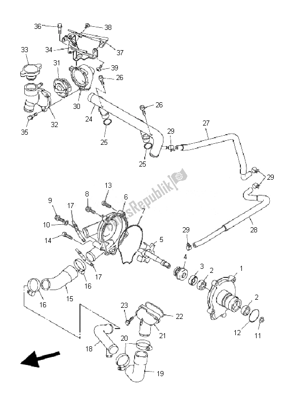 Alle onderdelen voor de Waterpomp van de Yamaha FJR 1300 AS 2007