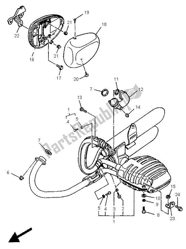 Tutte le parti per il Scarico del Yamaha XV 535 S Virago 1996