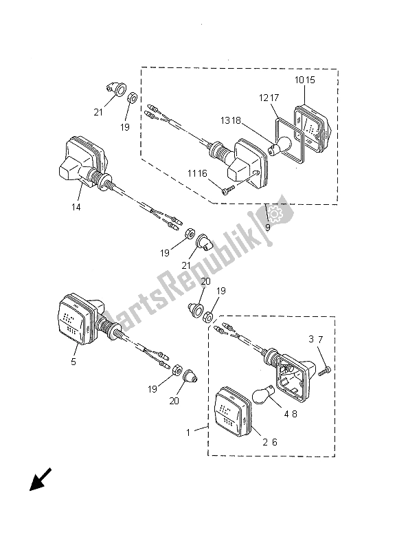 Tutte le parti per il Luce Lampeggiante del Yamaha TW 125 2001