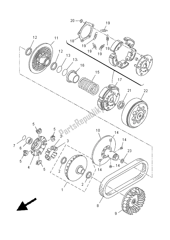 All parts for the Clutch of the Yamaha YP 400R 2015