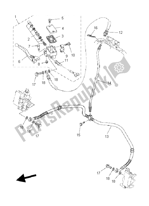 All parts for the Front Master Cylinder of the Yamaha YFZ 450 2005