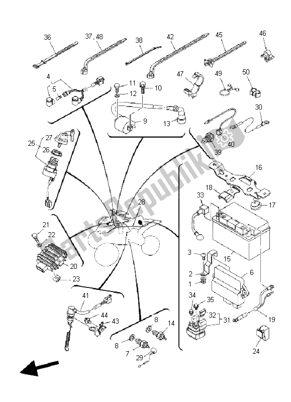 All parts for the Electrical 1 of the Yamaha YFM 350R 2004