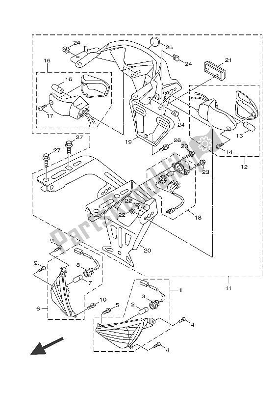 All parts for the Flasher Light of the Yamaha HW 151 2016