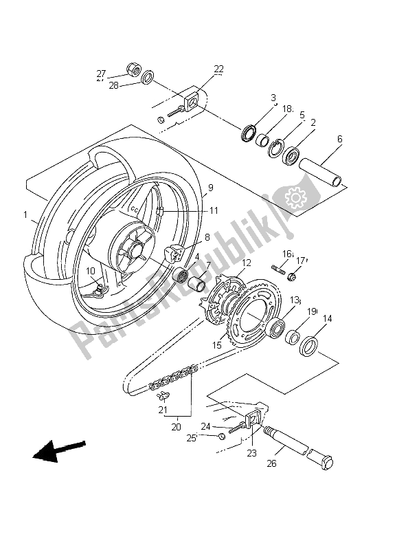 Tutte le parti per il Ruota Posteriore del Yamaha YZF R6 600 2002