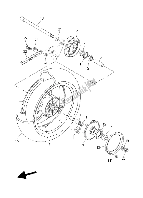 Alle onderdelen voor de Achterwiel van de Yamaha FJR 1300A 2006