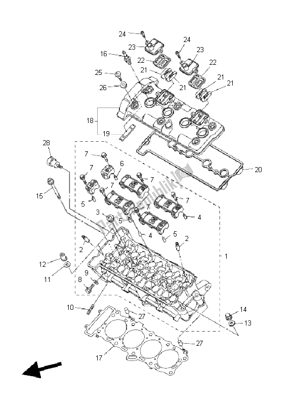 Tutte le parti per il Testata del Yamaha FZ8 N 800 2011