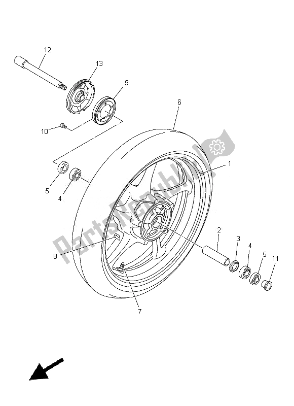 All parts for the Front Wheel of the Yamaha FZ8 NA 800 2014