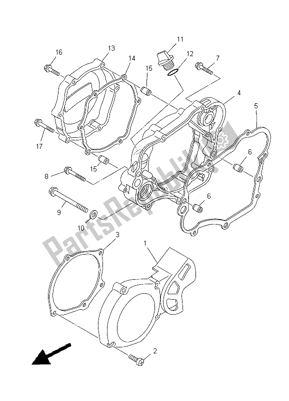 Alle onderdelen voor de Carterdeksel 1 van de Yamaha YZ 85 SW LW 2012
