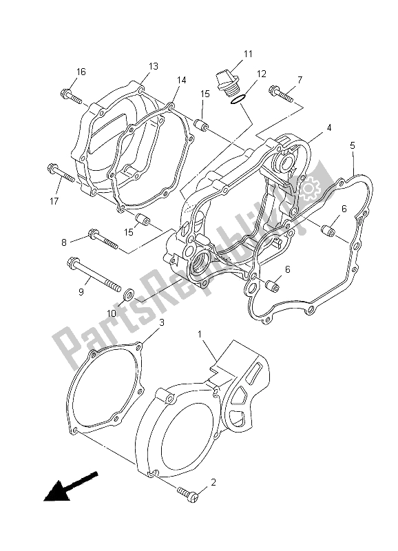 Wszystkie części do Pokrywa Skrzyni Korbowej 1 Yamaha YZ 85 SW LW 2012