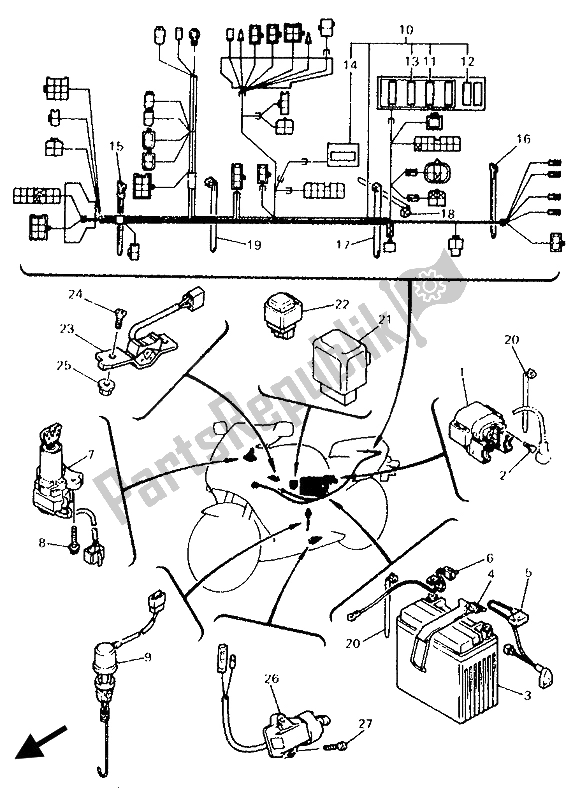 All parts for the Electrical 2 of the Yamaha YZF 750R 1993