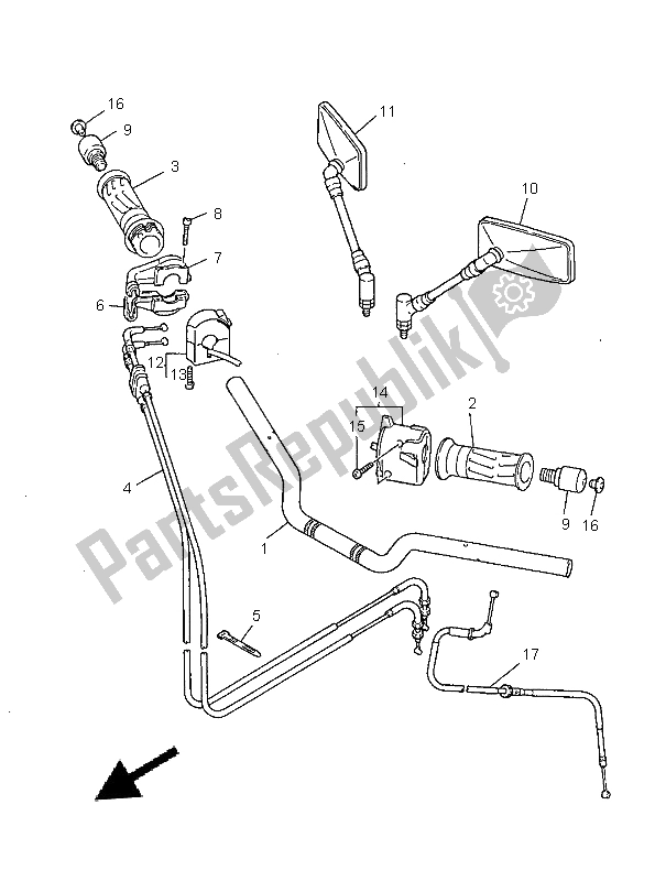 All parts for the Steering Handle & Cable of the Yamaha XJR 1300 SP 1999