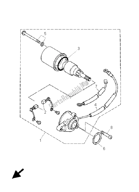 All parts for the Starting Motor of the Yamaha DT 125 RE 2005