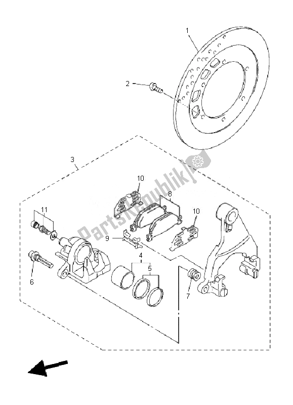 All parts for the Rear Brake Caliper of the Yamaha FJR 1300 AS 2010