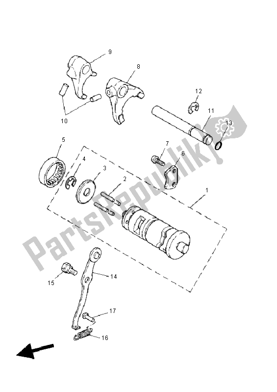 Toutes les pièces pour le Came Et Fourchette De Changement De Vitesse du Yamaha PW 80 2011