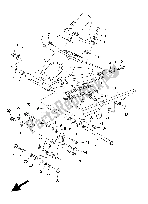 All parts for the Rear Arm of the Yamaha FZ8 S 800 2014