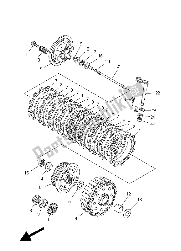 Todas as partes de Embreagem do Yamaha YZ 250F 2012