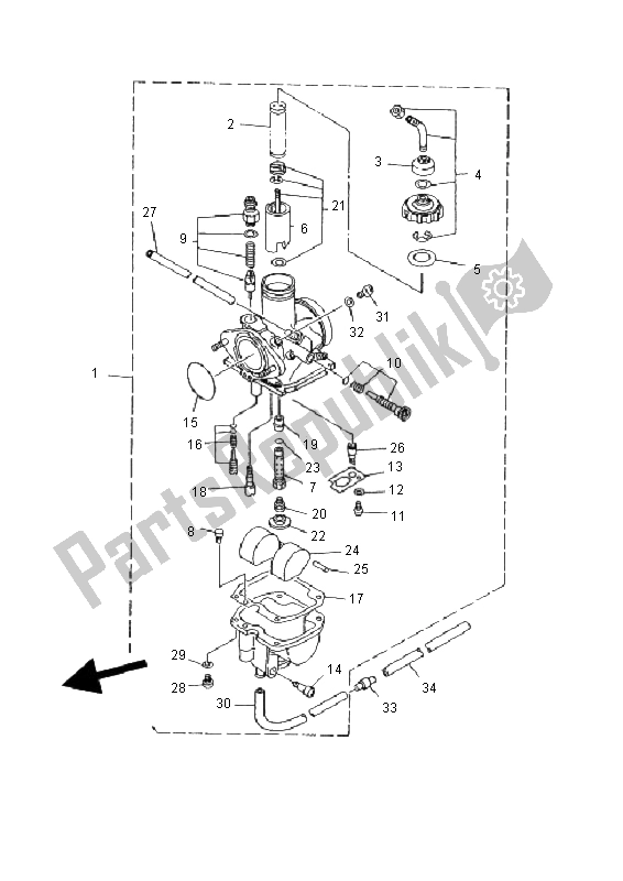 All parts for the Carburetor of the Yamaha YFM 250 FW Timberwolf 4X4 2000