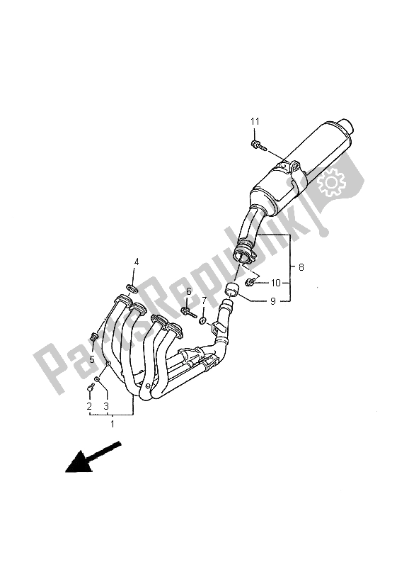 Toutes les pièces pour le échappement du Yamaha YZF 600R Thundercat 2000