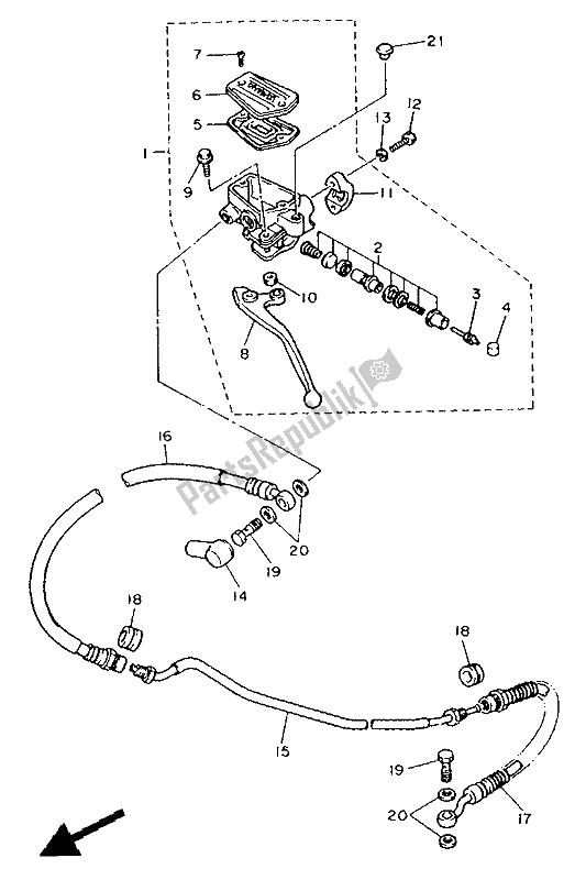 Tutte le parti per il Pompa Freno Anteriore 2 del Yamaha FJ 1200 1991