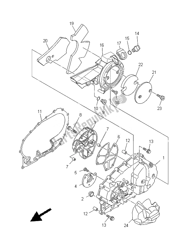 All parts for the Crankcase Cover 1 of the Yamaha XP 500A 2013