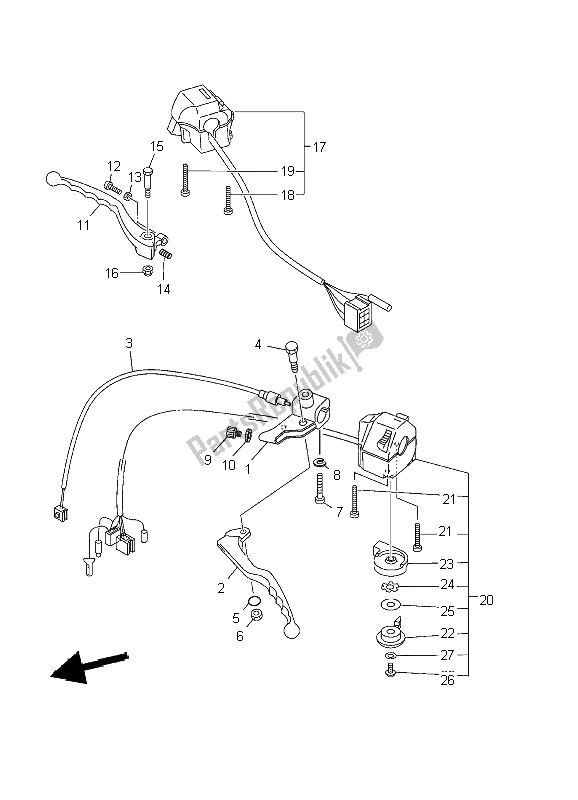 All parts for the Handle Switch & Lever of the Yamaha XVS 125 Dragstar 2002