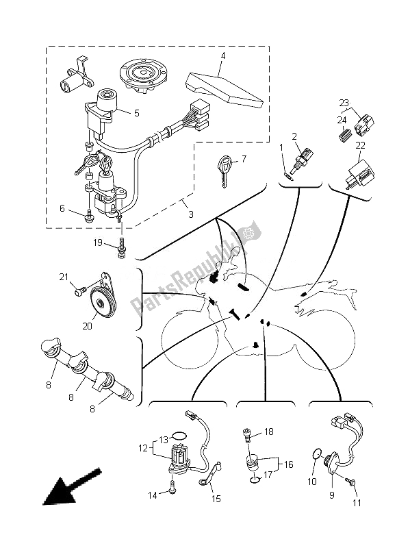 Wszystkie części do Elektryczny 2 Yamaha MT 09A 900 2014