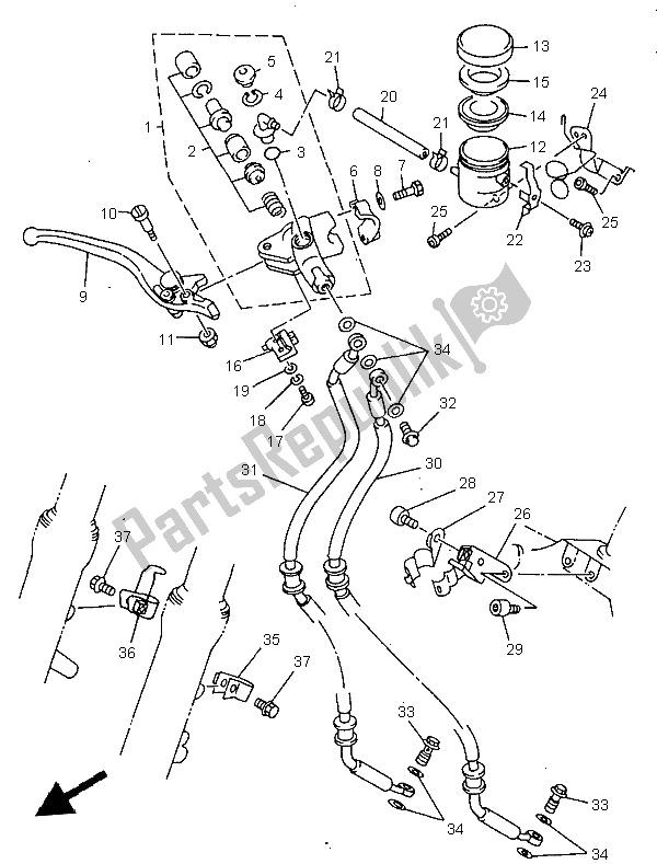 Tutte le parti per il Pompa Freno Anteriore del Yamaha TRX 850 1997