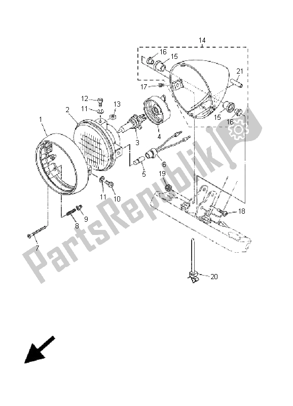 Todas las partes para Faro de Yamaha XVS 650 Dragstar 2001