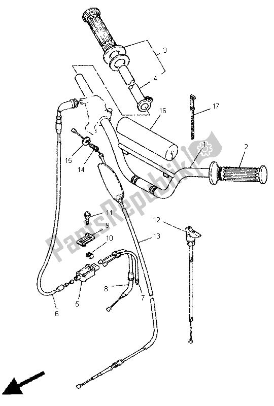 All parts for the Steering Handle & Cable of the Yamaha PW 80 1999