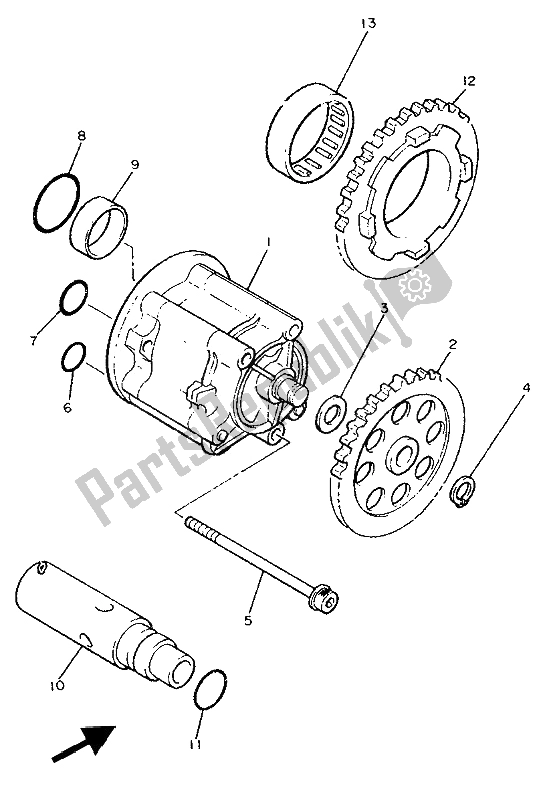 All parts for the Oil Pump of the Yamaha FJ 1200A 1992
