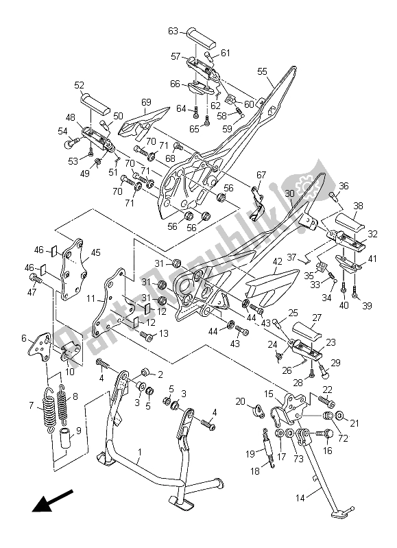 All parts for the Stand & Footrest of the Yamaha XJ6F 600 2015