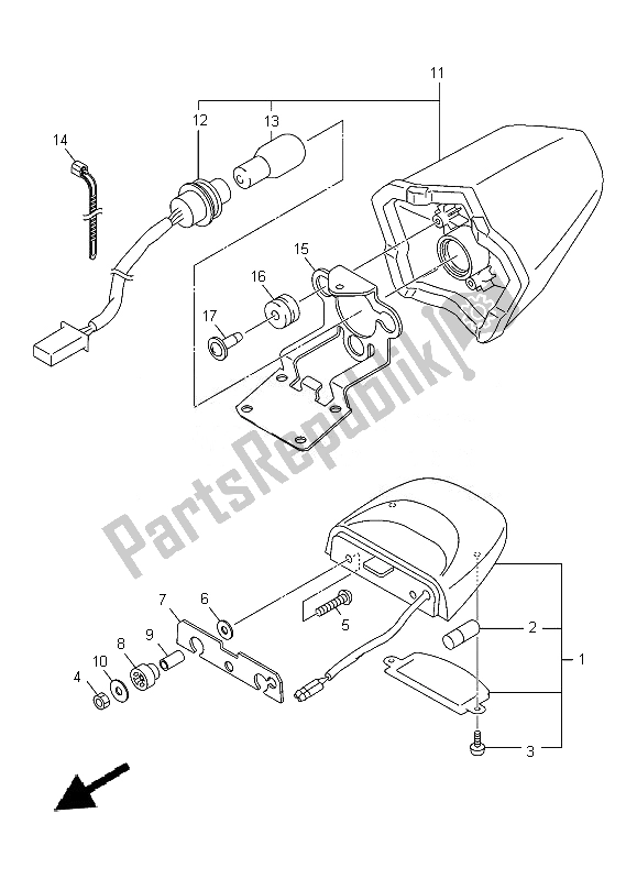 All parts for the Taillight of the Yamaha XJ 6 FA 600 2014