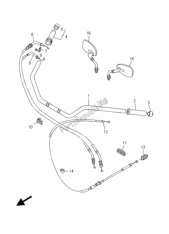 Alle onderdelen voor de Stuurhendel En Kabel van de Yamaha XV 1600A Wildstar 1999