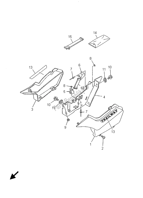 All parts for the Side Cover of the Yamaha TW 125 2001