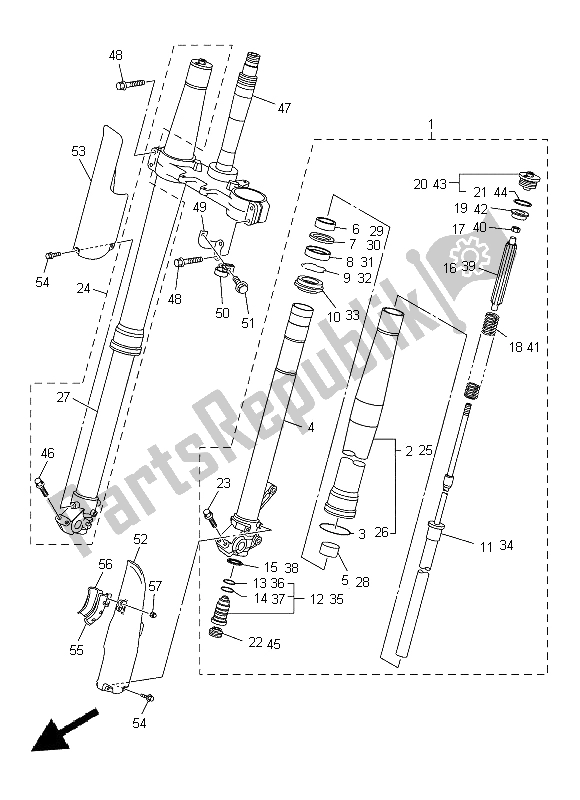 All parts for the Front Fork of the Yamaha WR 250X 2014