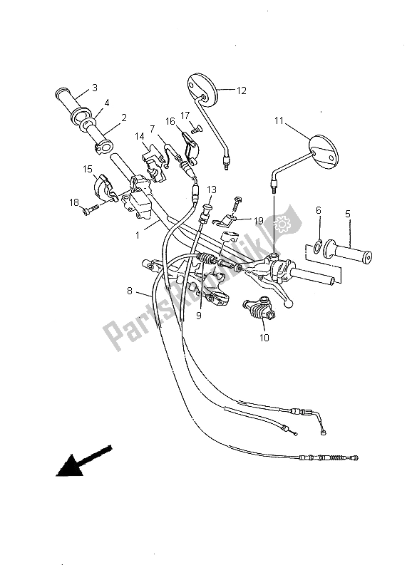 All parts for the Steering Handle & Cable of the Yamaha TW 125 2000