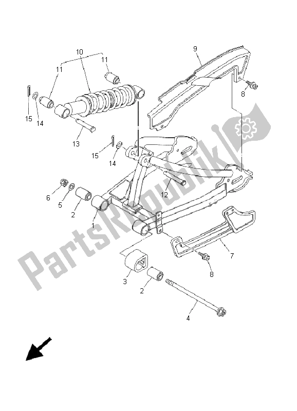 Tutte le parti per il Braccio Posteriore E Sospensione del Yamaha TT R 90 M 2000