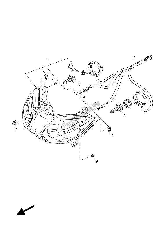 All parts for the Headlight of the Yamaha YP 250R X MAX 2012