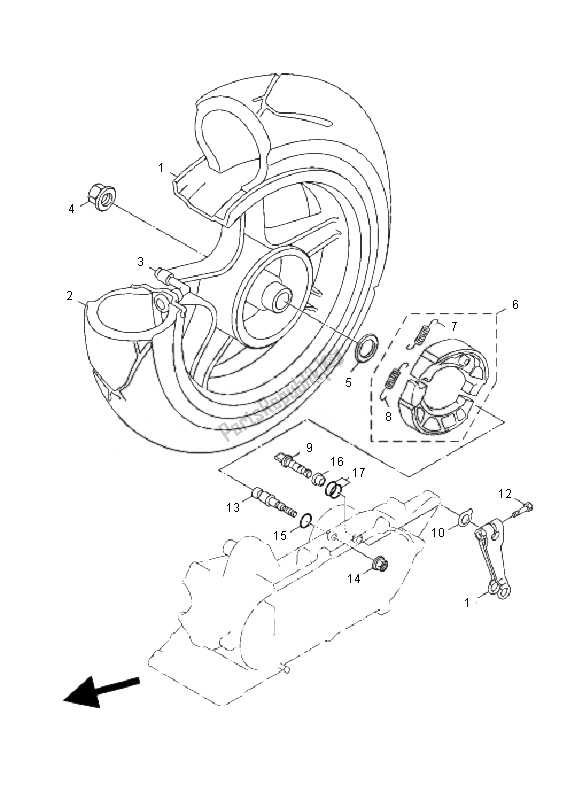 All parts for the Rear Wheel of the Yamaha YW 125 BWS 2010