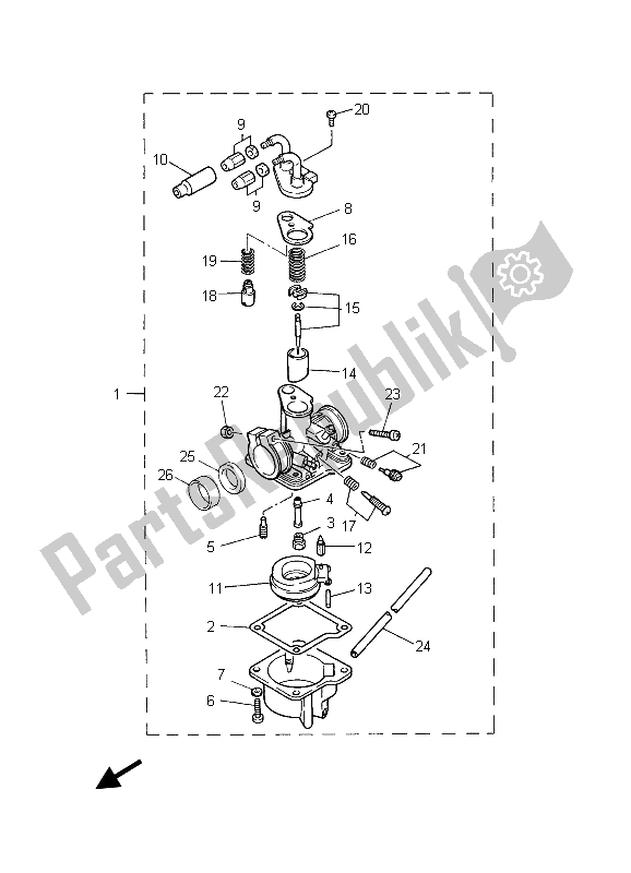 All parts for the Carburetor of the Yamaha PW 50 2003