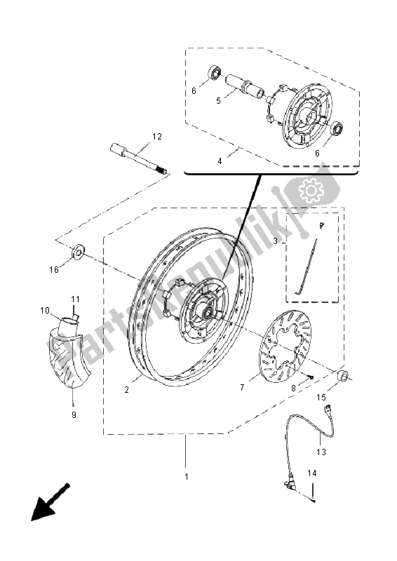 Toutes les pièces pour le Roue Avant 2 du Yamaha DT 50R SM 2011