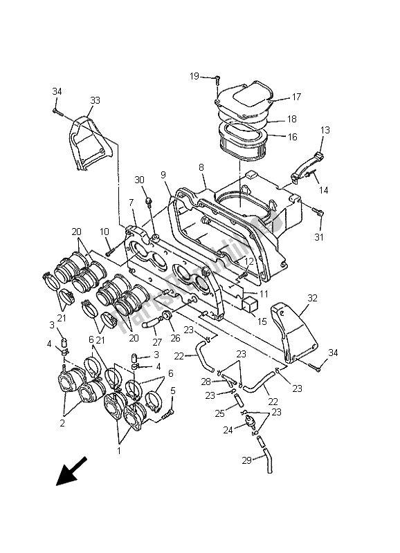 All parts for the Intake of the Yamaha FZS 600 Fazer 2001