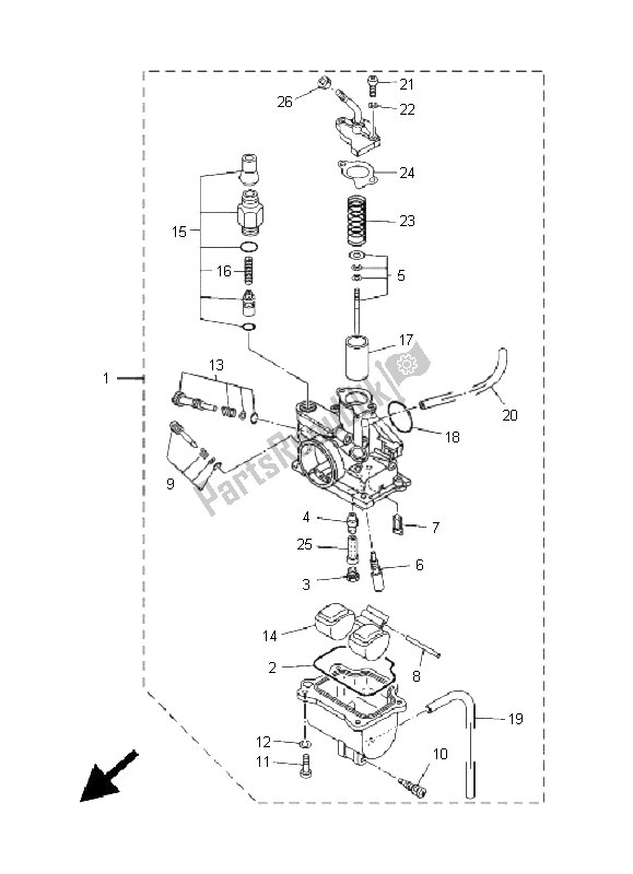 Toutes les pièces pour le Carburateur du Yamaha TT R 90E 2005