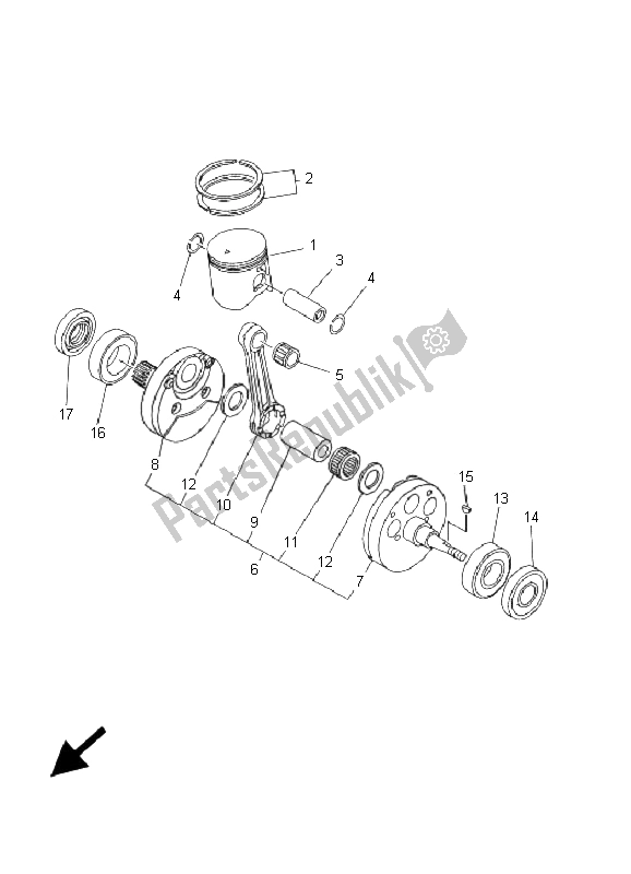 All parts for the Crankshaft & Piston of the Yamaha YZ 250 2001