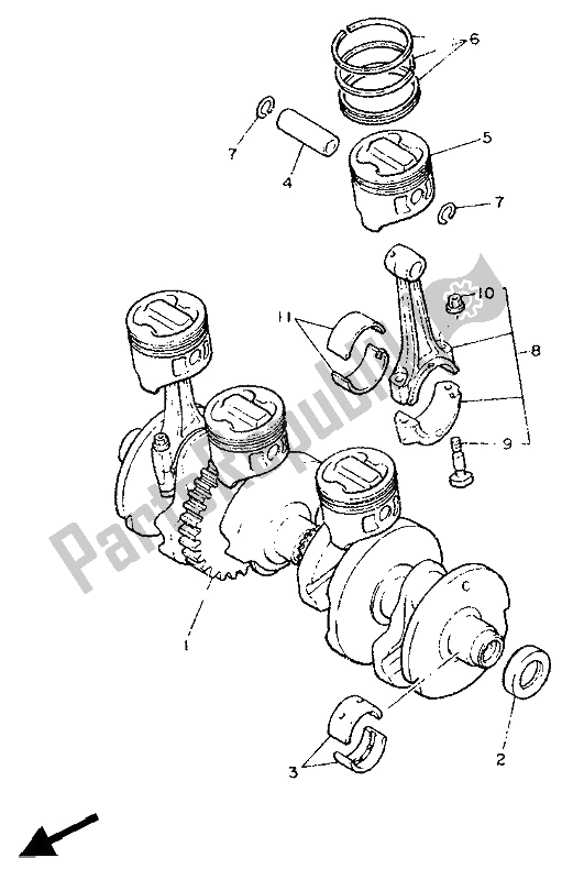 Todas las partes para Cigüeñal Y Pistón de Yamaha FJ 1200 1991